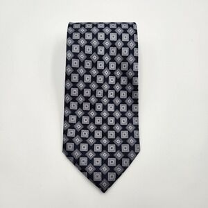 Rene Chagal Neck Tie Pointed Men's One Size Black White Printed 100% Silk Formal
